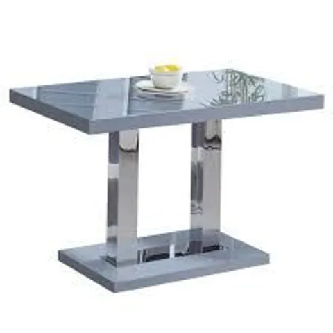 COCO GREY GLOSS DINING TABLE WITH CHROME SUPPORTS (2 OF 3 BOXES)