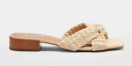 DUNE LONDON LAIZE BRAIDED CROSS STRAP SANDAL NATURAL SIZE 6