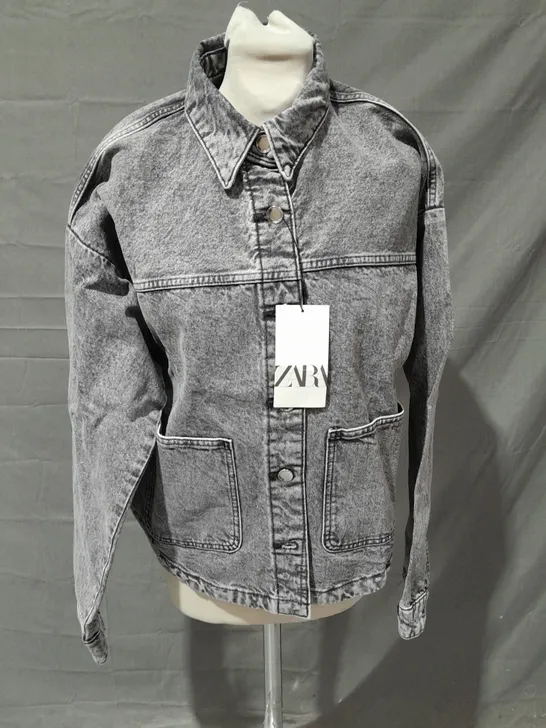 ZARA WASHED BLACK DENIM JACKET - S