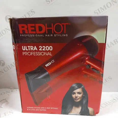 BOXED RED HOT PROFESSIONAL HAIR STYLING ULTRA 2200 PROFESSIONAL 