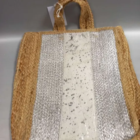 BRAND NEW BROWN PEPPER HANDBAGS JUTE SILVER HANDBAG