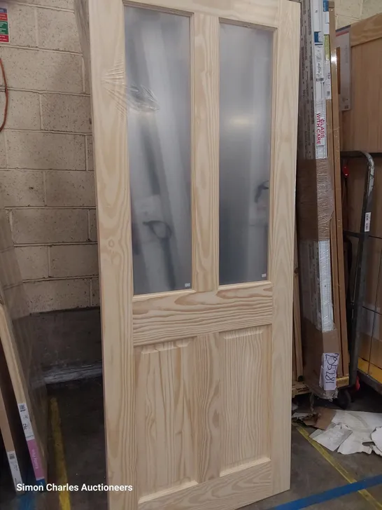 CLEAR PINE 4 PANEL INTERNAL HALF GLAZED DOOR 2032 × 813mm