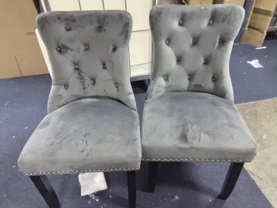 UNBOXED WARWICK VELVET PAIR OF STANDARD DINING CHAIRS - CHARCOAL/BLACK RRP £199