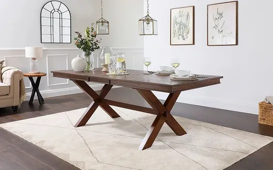 BOXED DESIGNER GRANGE X BASED DARK WOOD BUTTERFLY LEAF EXTENDING DINING TABLE 180-220CM (2 BOXES)