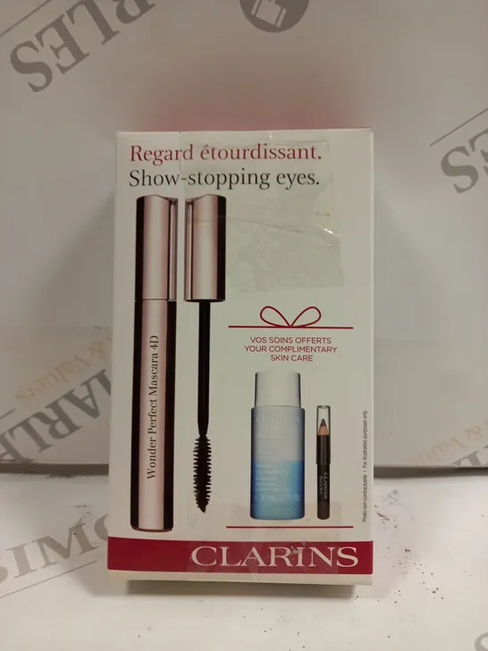 CLARINS SHOW-STOPPING EYES GIFT SET - MASCARA, MAKE-UP REMOVER + EYE PENCIL