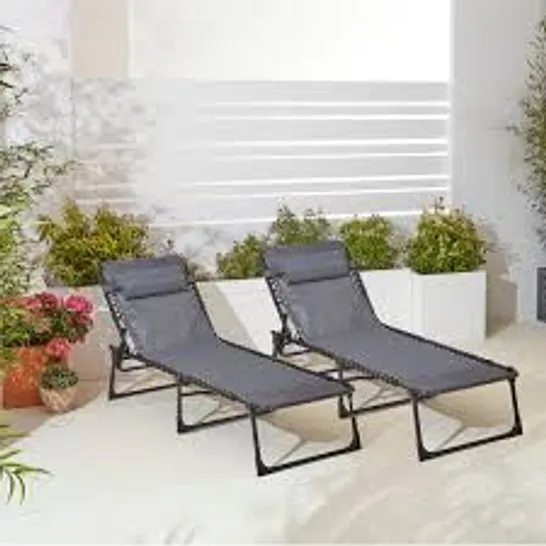 BOXED SET OF 2 NEO SUN LOUNGERS - GREY (1 BOX)