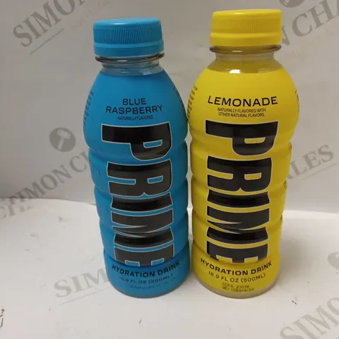 LOT OF 2 PRIME HYDRATION DRINKS (500ML) - BLUE RASPBERRY & LEMONADE