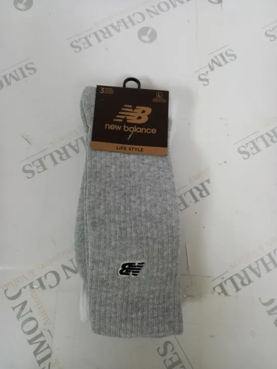 NEW BALANCE LIFE STYLE SOCKS - PACK OF 3 - SIZE L