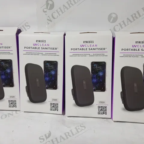 BOX OF 4 HOMEDICS UV-CLEAN PORTABLE SMARTPHONE SANITISERS