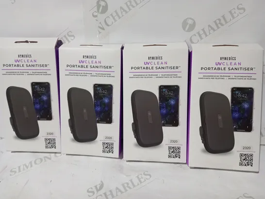 BOX OF 4 HOMEDICS UV-CLEAN PORTABLE SMARTPHONE SANITISERS