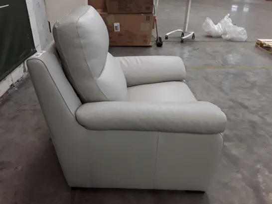 QUALITY ITALIAN DESIGNER MORENO CHAIR WITH SMALL ARMS - CREAM LEATHER