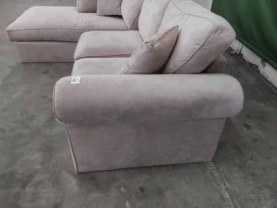 DESIGNER CHAISE SOFA LILAC PLUSH FABRIC 