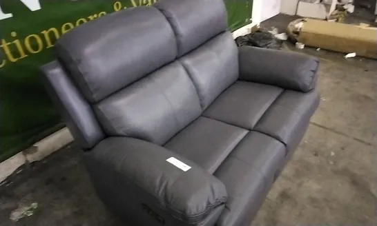 QUALITY DESIGNER 2 SEATER GREY LEATHER ELECTRIC RECLINER SOFA