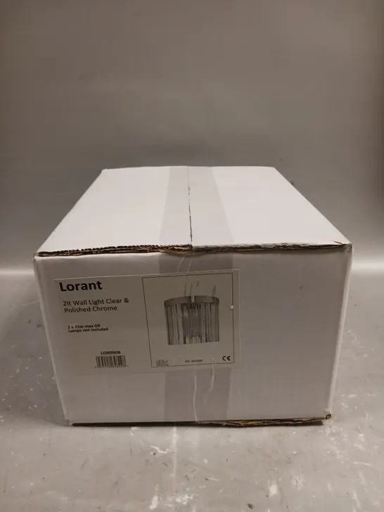 BRAND NEW BOXED DAR LIGHTING LORANT 2 LIGHT POLISHED CHROME WALL LIGHT 