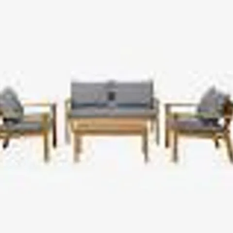 BOXED DENIA WOODEN COFFEE TABLE AND CHAIRS SET 