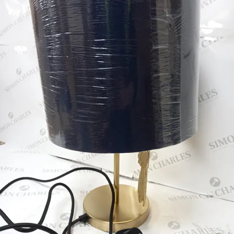 HAWK LAMP IN GOLD EFFECT WITH BLACK LAMP SHADE