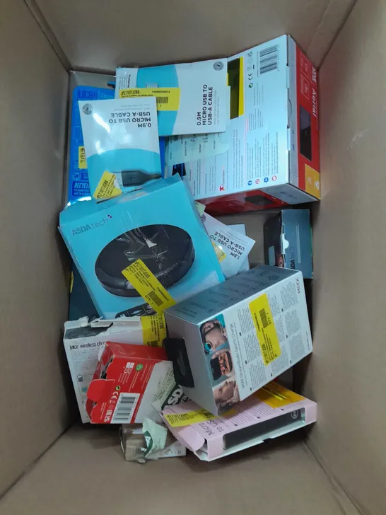 BOX OF APPROXIMATELY 20 ASSORTED ITEMS TO INCLUDETP LINK, ONE FOR ALL REMOTE, USB-C CHARGERS ETC
