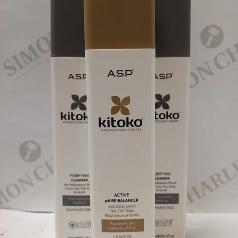 LOT OF APPROX 12 X 250ML ASSORTED A.S.P KITOKO PRODUCTS TO INCLUDE PURIFYING CLEANSERS & ACTIVE PH RE-BALANCER 