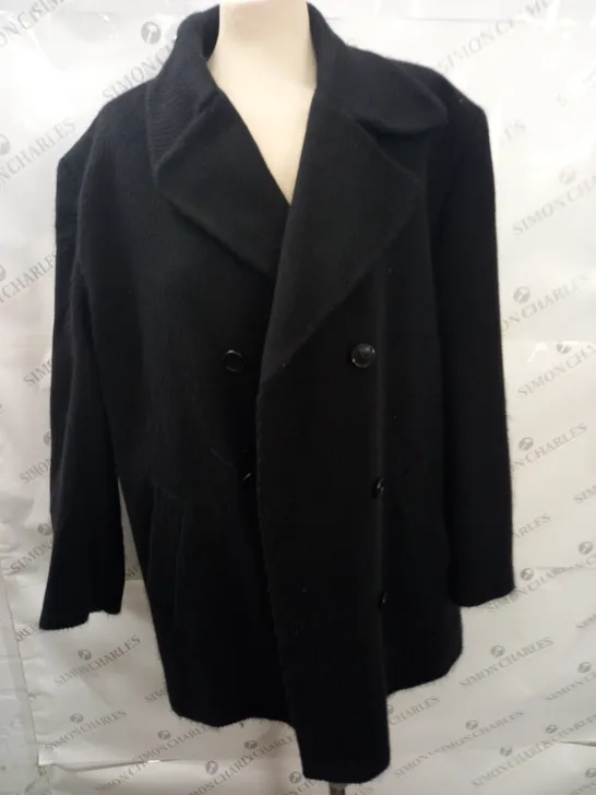 CROMBIE BLACK BUTTON THROUGH JACKET - L