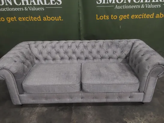 DESIGNER LAURA 3 SEATER CHESTERFIELD FABRIC UPHOLSTERED SOFA 