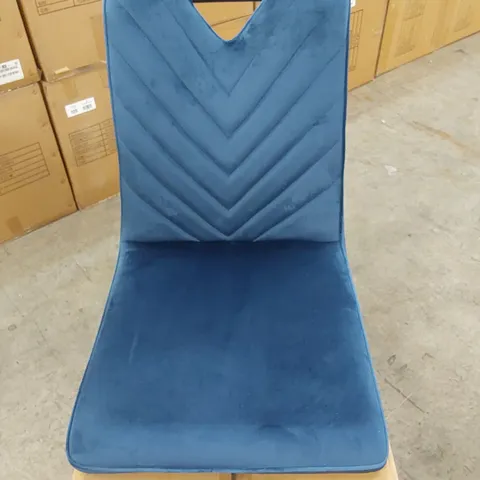 BOX CONTAINING SET OF 2 BLUE VELVET DINING CHAIR