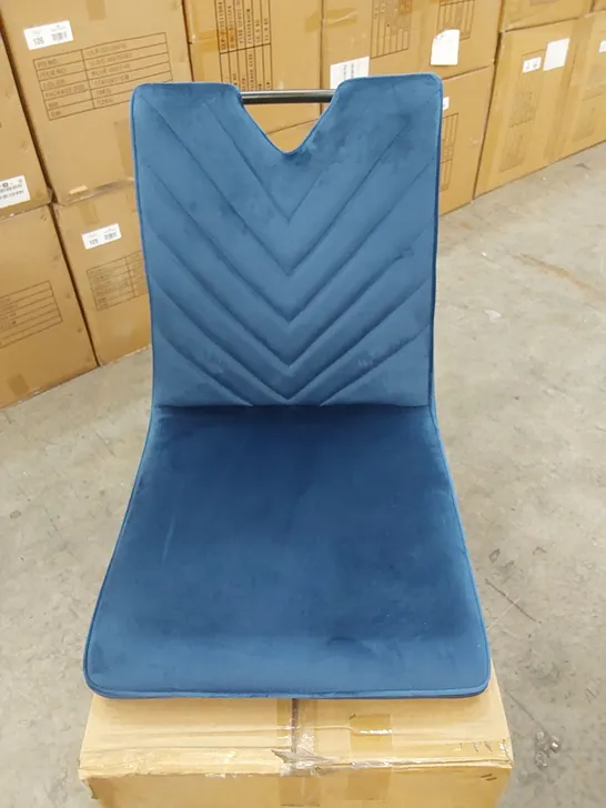 BOX CONTAINING SET OF 2 BLUE VELVET DINING CHAIR