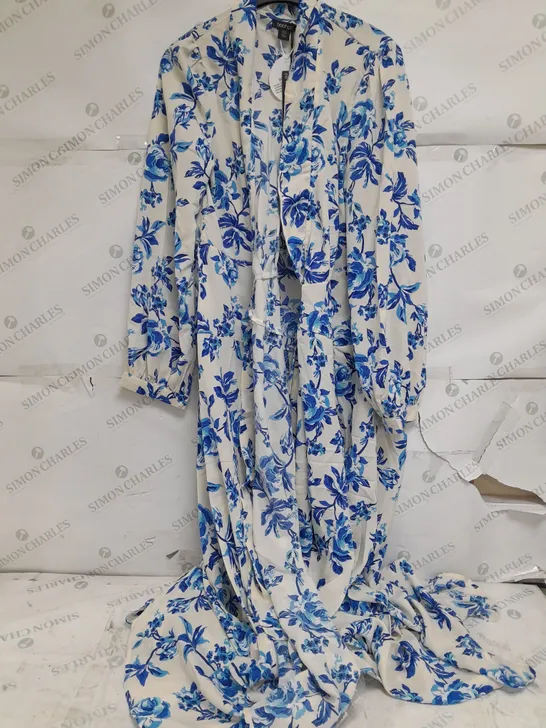 FLORAL WRAP BELTED MAXI DRESS WHITE SIZE 16 