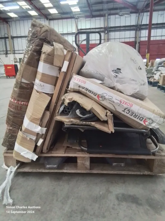 PALLET CONTAINING VARIOUS BOXED FURNITURE PARTS AND OTHER HOUSEHOLD ACCESSORIES ETC.