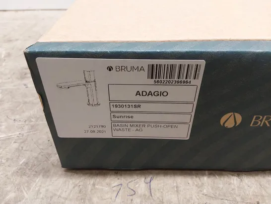 BOXED BRUMA ADAGIO BASIN MIXER WITH PUSH-OPEN WASTE - SUNRISE 