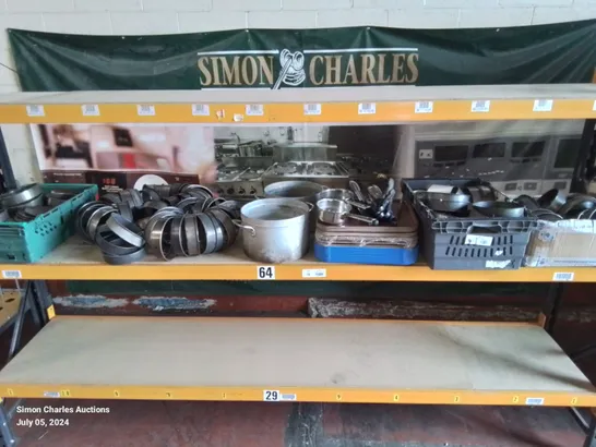 SELECTION OF COMMERCIAL BAKING EQUIPMENT AND UTENSILS, CAKE TINS, POTS AND PANS ETC.