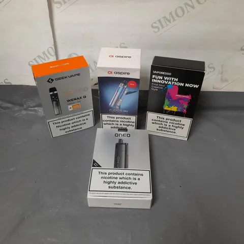 BOX OF APPROXIMATELY 10 ASSORTED E-CIGARATTES TO INCLUDE GEEK VAPE, OXVA, ASPIRE ETC