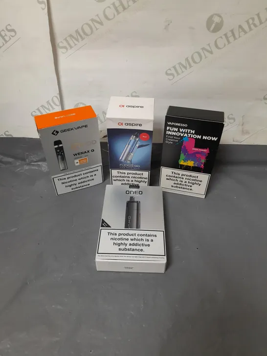 BOX OF APPROXIMATELY 10 ASSORTED E-CIGARATTES TO INCLUDE GEEK VAPE, OXVA, ASPIRE ETC