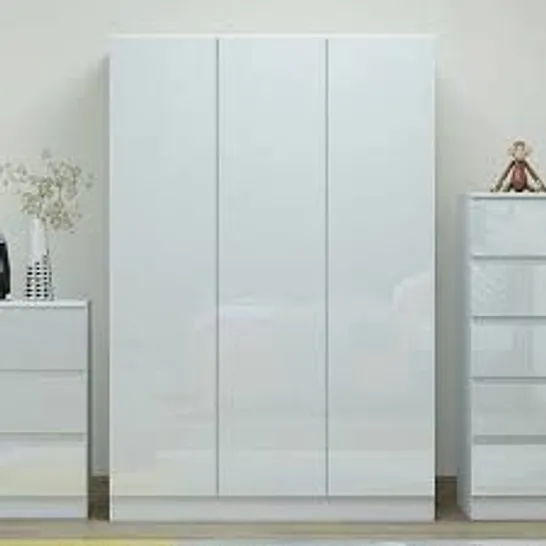 BOXED STORA 3 DOOR WARDROBE - WHITE GLOSS