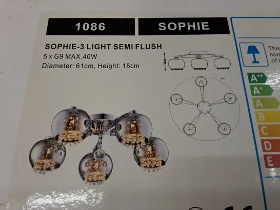 BOXED SOPHIE 3-LAMP SEMI FLUSH CEILING LIGHT