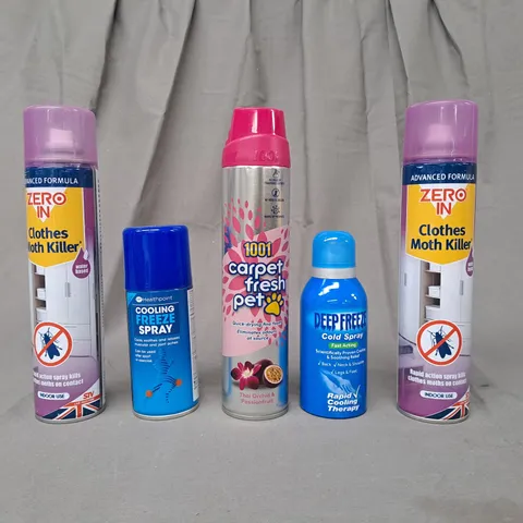 APPROXIMATELY 10 ASSORTED AEROSOL ITEMS IN INCLUDE CLOTHES MOTH KILLER, DEEP FREEZE, CARPET FRESH PET, ETC - COLLECTION ONLY