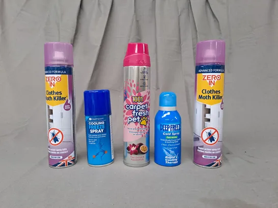 APPROXIMATELY 10 ASSORTED AEROSOL ITEMS IN INCLUDE CLOTHES MOTH KILLER, DEEP FREEZE, CARPET FRESH PET, ETC - COLLECTION ONLY