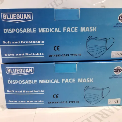 BOX CONTAINING 20 PACKS OF 25PCS DISPOSABLE MEDICAL FACE MASKS