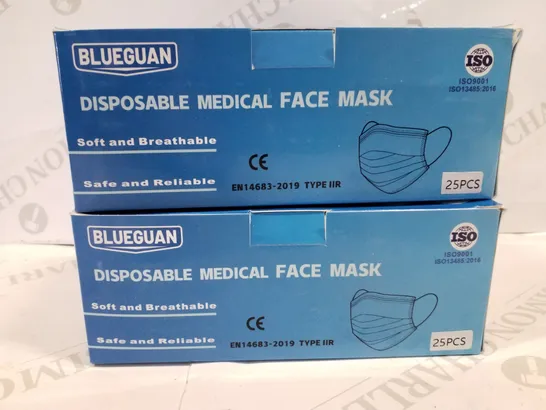 BOX CONTAINING 20 PACKS OF 25PCS DISPOSABLE MEDICAL FACE MASKS