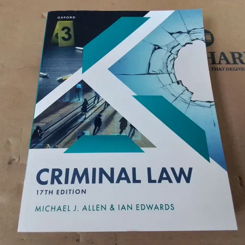 CRIMINAL LAW 17TH EDITION BY MICHAEL ALLEN AND IAN EDWARDS