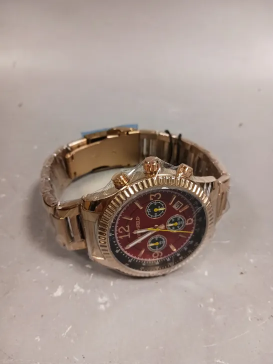 GLOBENFELD EXPEDIENT ROSE RED DIAL WATCH 