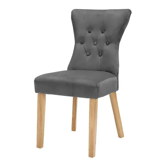 BOXED WIMBLEDON TUFFED LINEN UPHOLSTERED DINING CHAIR -NAPLESSTEEL-