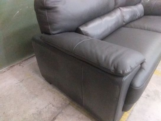 QUALITY ITALIAN  DESIGNER CADOBA BLACK LEATHER FIXED 3 SEATER SOFA 