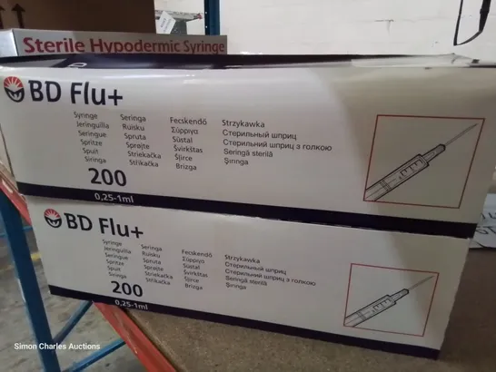 FOUR BOXES EACH CONTAINING 200 BD FLU+ SYRINGES 0.25-1ml 23G 0.6 × 25mm