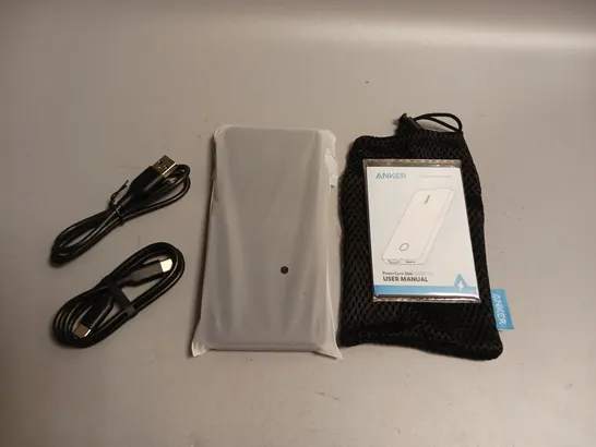 ANKER POWERCORE SLIM POWERBANK IN BLACK INCLUDES POUCH, 2 CHARGING CABLES AND INSTRUCTION MANUAL