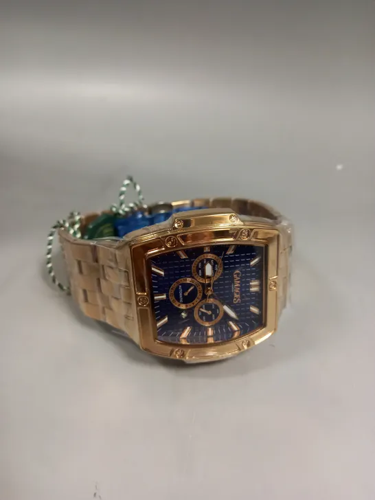 BOXED GAMAGES MAGNITUDE ROSE GOLD STAINLESS STEEL WATCH 