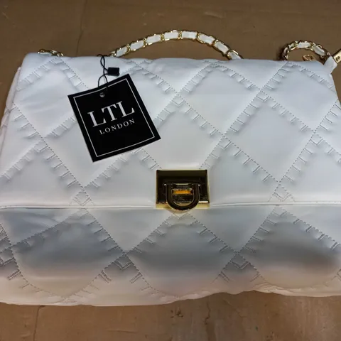 LTL LONDON WHITE QUILTED BAG WITH GOLD EFFECT DETAIL