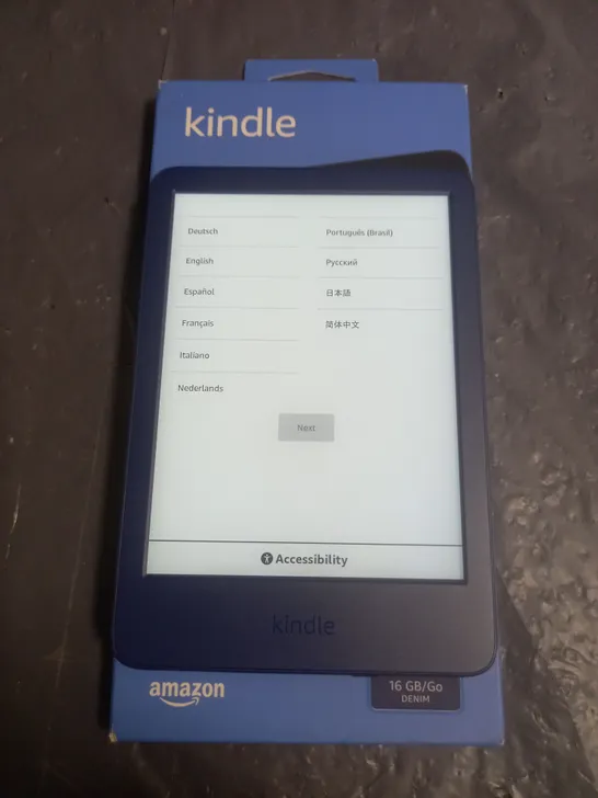 BOXED AMAZON KINDLE 16GB IN DENIM