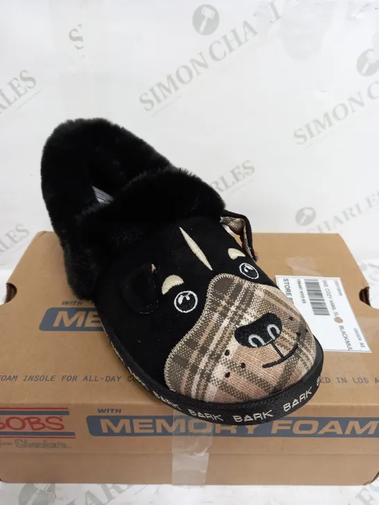 SKECHERS DOG COZEE ANIMAL SLIPPERS IN BLACK - UK 5