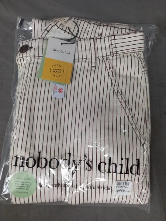 NOBODY'S CHILD PINSTRIPE JEANS IN CREAM SIZE 12