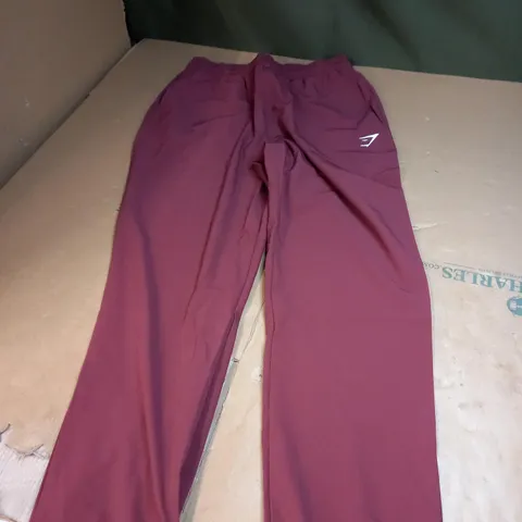 BURGANDY GYMSHARK TRACK PANTS SIZE M 